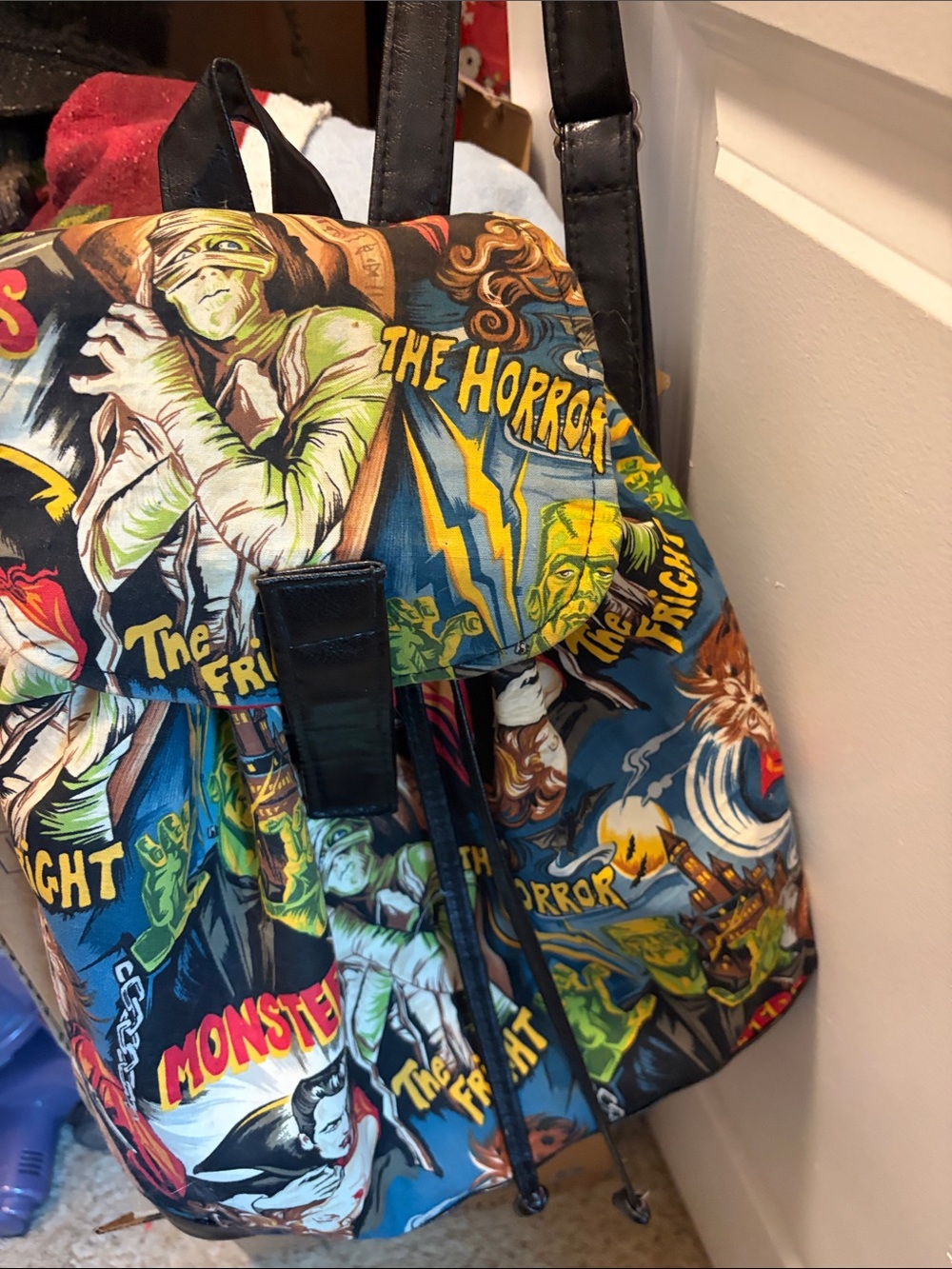 Horror Comic Print Backpack in Multi-Color - Picture 8 of 11